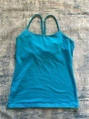 Lululemon Heathered Teal Blue Power Y Tank Top Size 10